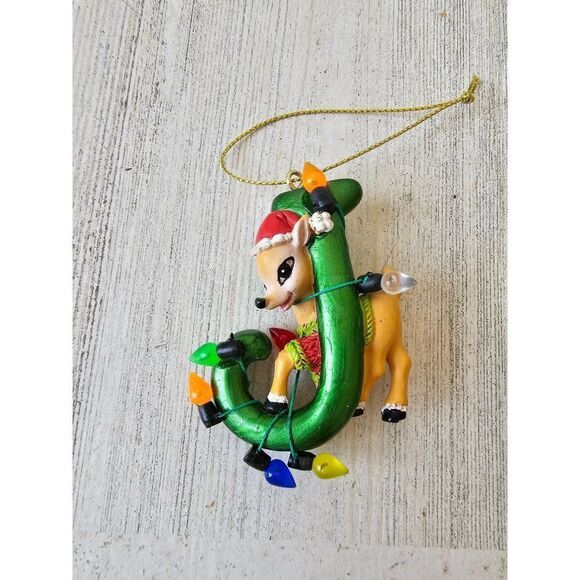 J reindeer ornament monogram mini Xmas tree - Picture 1 of 5